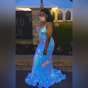 Jovani iridescent blue dress size 8